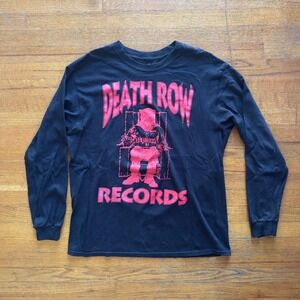 Death Row Records Long Sleeve Shirt Graphic Tee Black Pink Mens Size M